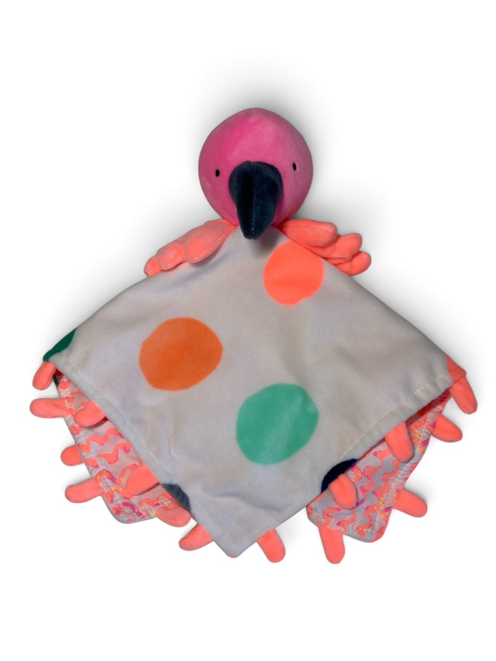Target Oh Joy Pink Flamingo Lovey 13" Security Blanket Neon Multicolor Circles.